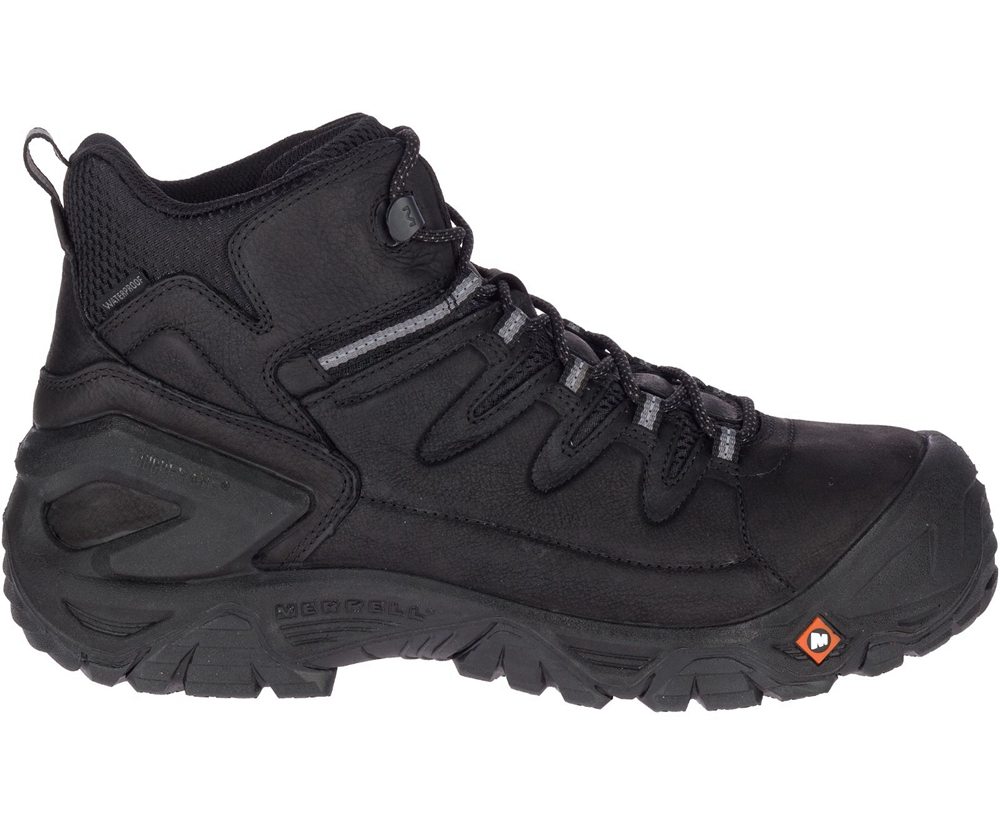 Kozaki Merrell Męskie Czarne - Strongfield Skórzane 6" Waterproof Comp Toe - 597231-DVE